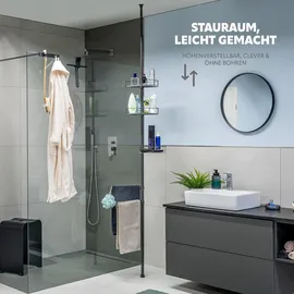 bremermann Teleskop-Badregal, max. 290 cm grau Metall, 30x290x30 Badezimmer, Badezimmerregale, Badregale