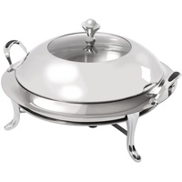 Rund Chafing Dish Set, Buffetwärmer Edelstahl, Speisewärmer mit Atmungsaktiver Deckel,3L großes Fassungsvermögen, Warmhaltebehälter für Catering, Studentenwohnheime, Bankette, Hochzeiten,Buffet