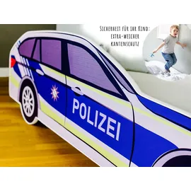 Kids Collective Kinderbett Autobett Polizei 70 x 140 cm Holz blau