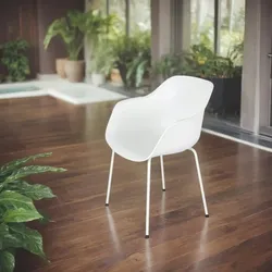 Kadima Design Küchenstuhl Ergonomisch Weiß  57x56,5x81 cm  Pflegeleicht  Terrasse & Garten  Metall-Beine