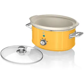 Swan SF17021YELNEU Slow Cooker 3,5L, Antihaft-Keramisches PFOA- und PTFE-freies, Vintage, Gelb, 200W