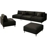 A&J MöbelLand Gartenlounge-Set 3-tlg. Loungeset schwarz