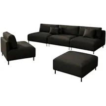 A&J MöbelLand Gartenlounge-Set 3-tlg. Loungeset schwarz