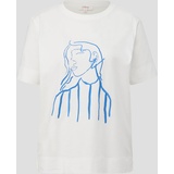 s.Oliver T-Shirt mit Motiv-Stitching, Weiss, 42