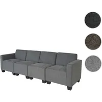 Modular 4-Sitzer Sofa Couch Lyon, Stoff/Textil ~ grau