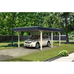 Skan Holz Walmdach Carport 409cm farblich unbehandelt Holzcarport