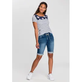 KangaROOS Jogg-Jeansbermudas, gerade Beinform, Used-Waschung und Abriebstellen KangaROOS blue used