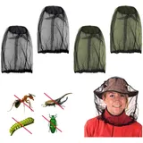 GWAWG 4 Stück Moskito Kopfnetz Nylon Moskitonetz Kopfschutz Feinmaschiges Insektennetz,für Reisen Wandern Camping Klettern,Schwarz und Grün