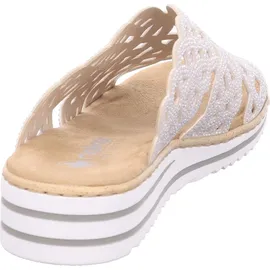 Rieker Damen Pantolette breiter Riemen mit Strass schmale Weite V0689, Größe:41 EU, Farbe:Beige - Beige - 41
