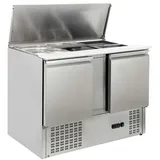 GastroHero Saladette Eco 1045 mit Kühlung, 302 Liter, 2 Edelstahl Türen, 2 Einlegeböden, GN-Behältereinlass, Digitale Temperaturanzeige,