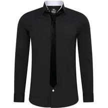 RUSTY NEAL Langarmhemd RUSTY NEAL, Herren, Gr. 4XL, EURO-Größen, schwarz-weiß (schwarz, weiß), 60% Baumwolle, 37% Polyester, 3% Elasthan, unifarben, Hemden, mit Krawatte