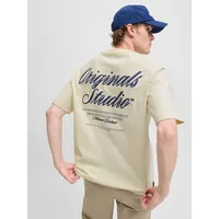 JACK & JONES Herren, Rundhals, T-Shirt JORNORREBRO TYPO TEE SS CREW NECK relaxed fit 12282898 Antique weiß M