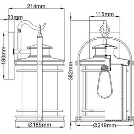 quintiesse Außenleuchte Aluminium Glas 38,2 cm E27 IP44 grau transparent