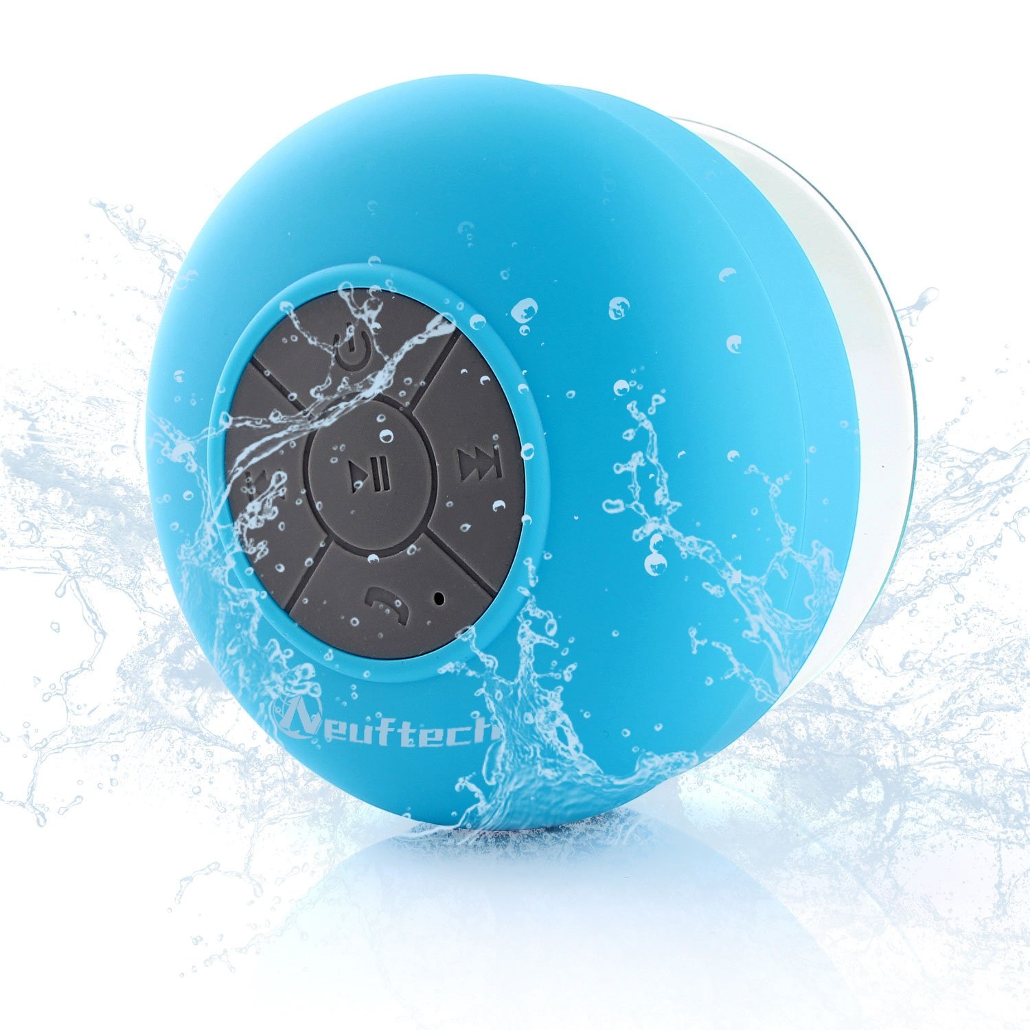 Neuftech Wasserdicht Bluetooth 3.0 Lautsprecher wireless Speaker mit Saugnapf und Mikrofon für Outdoor,Dusche,Küche,Büro,Schwimmen- Blau