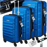 KESSER KESSER® 3tlg. Hartschalenkofferset Hartschalenkoffer Reisekoffer Set Reisekofferset Trolley Koffer Inkl. Kofferwaage + Gepäckanhänger Rollkoffer Schloss 4 Rollen ABS-Hartschale Teleskopgriff M-L-XL