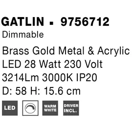 Nova Luce Gatlin 5-flammig Ø 56 cm Messing Gold