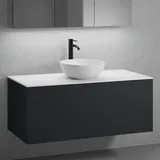 neoro n50 Unterschrank B: 120 cm mit 1 Auszug, Waschtisch Ø 40 cm weiß matt, B: 120.5 BN0064WM+BN0434BM+BN0404WM