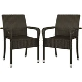 Yaheetech 2er Set Rattanstühle Stapelbar, Gartenstühle Stapelstuhl mit Armlehnen & Rückenlehne, Rattan Stuhl Balkonstuhl mit Verstellbaren Füße für Garten Balkon Terrasse, Braun