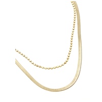 LASCANA Kette ohne Anhänger, 2-reihiger Halsschmuck, Collier, Schlangenkette, flache Halskette goldfarben