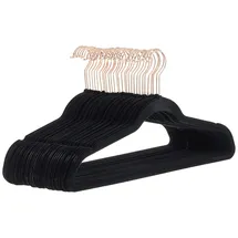 Amazon Basics Kleiderbügel aus Samt, 30 Stück, Schwarz/Roségold