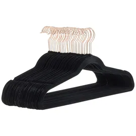 Amazon Basics Kleiderbügel aus Samt, 30 Stück, Schwarz/Roségold