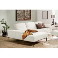 W.SCHILLIG Ecksofa run, Designsofa mit tollem Sitzkomfort, bequem, L-Form, mit Holzsockel, Füße in Bronze pulverbeschichtet, Breite 319 cm weiß