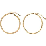 FIRETTI Fußketten Set FIRETTI "Schmuck Geschenk Körperschmuck", gold (gelbgoldfarben), Fußketten, Damen, Edelstahl
