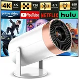 4K mini Con WiFi e Bluetooth Proiettore Intelligente Android Supporto 1080P Videoproiettore Keystone Automatico Proiettore da Esterno per Telefono TV Stick Laptop