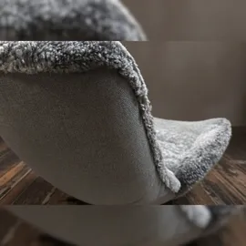 KAWOLA Relaxsessel SILVA Drehsessel Schaffell hellgrau mit Hocker