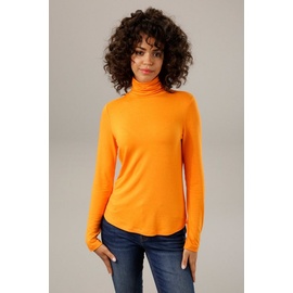 Aniston CASUAL Rollkragenshirt in schwarz-bunt-bedruckt oder 4 trendigen Unis orange 36