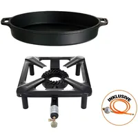 Paella World Hockerkocher Set: mit Gusseisenpfanne + 40 cm