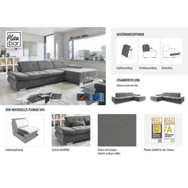die planbar Eckcouch Polyester 3-Sitzer Grau