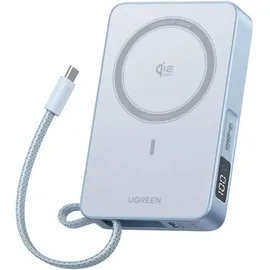 UGREEN PB773 MagFlow 10.000mAh 25W Magnetic Wireless Powerbank Qi2 integriertes 30W USB-C Schnellladekabel MagSafe-kompatibel silbe (65958B)