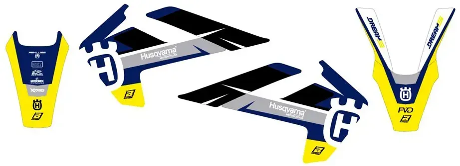 Blackbird Racing Dream 5 Husqvarna Fc 250 16-18/fc 350 16-18 Aufkleber - Black / Blue / White / Yellow - One Size