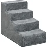 Pawhut Haustiertreppe 4-stufige Hunderampe Katzentreppe mit abnehmbarer Grau - Hellgrau