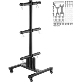 Vevor Hantelscheibenständer Hantelscheibenbaum für 2-Zoll-Hantelscheiben, Standard-Hantelscheibenbaum Rollbar, Gewichtsaufbewahrungshalter mit einer Tragkraft von 454 kg, Aufbewahrungsständer