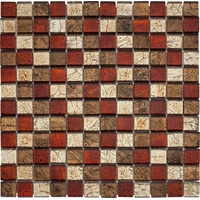 KNG Mosaikfliese Glas Mini 30 x 30 cm rot-braun