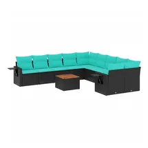 vidaXL Gartensofa-Set 11-tlg. Loungesofa schwarz