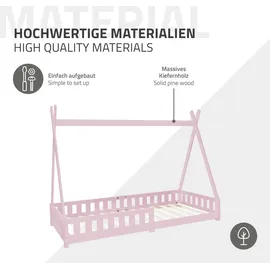 ML-Design Hausbett Tipi 90 x 200 cm Kiefer rosa