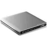 techPulse120 Externes UHD 4k 3D M-Disc BDXL USB 3.0 USB-C Aluminium Silber Laufwerk Blu-ray-Brenner