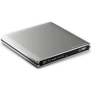 techPulse120 Externes UHD 4k 3D M-Disc BDXL USB 3.0 USB-C Aluminium Silber Laufwerk Blu-ray-Brenner