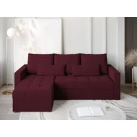 BROMARKT Ecksofa mit Schlaffunktion 226x143x83 - Wohnlandschaft L-Form - Kollektion HOT L LITE - Eckcouch - Samt Couch L Form - Sofa 3-Sitzer - Rotwein