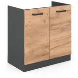 Vicco Spülenunterschrank R-Line Goldkraft Eiche/Anthrazit 80 cm ohne Arbeitsplatte