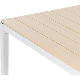 Beliani Gartentisch Beige und Weiß Kunstholz Quadratisch 95 x 95 cm für 4 Personen Modern Balkon Terrasse Outdoor Garten Ausstattung