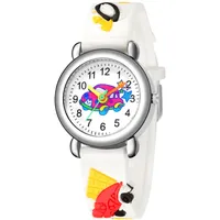 LIWEARE Kinderuhren- Kinderarmbanduhr 3D Cartoon Kinderuhren Einfach zu Lesende Zahlen, Fahrzeugmuster für Jungen Mädchen Kinder (Weiß)