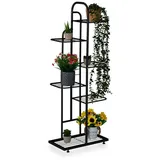 relaxdays Pflanzentreppe Blumenregal aus Metall mit 6 Ablagen, schwarz schwarz