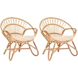 2er Set Korbsessel mediterran Rattan Korbstuhl mit Armlehnen Lounge (Tropic)