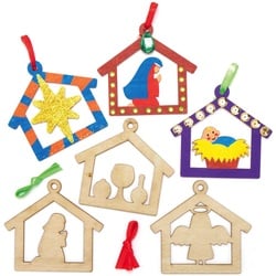 Christbaumkugeln aus Holz zum Ausmalen "Weihnachtsgeschichte"  (pro Set 10) Bastelaktivitäten zu Weihnachten