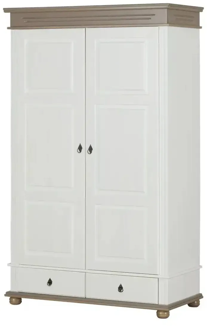 Drehtürenschrank Massivholz Fehmarn , weiß , Maße (cm): B: 136 H: 220 T: 62.0