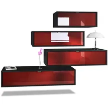 Vladon Wohnwand, Bordeaux, Holzwerkstoff, 210x170x37 cm, Wohnzimmer, Wohnwände, Wohnwand-Sets